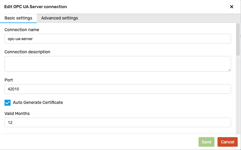 opc ua server connection